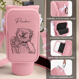 Custom Pet Portrait Sketch Line Art - Custom Water Bottle Carrier Bag – view 8