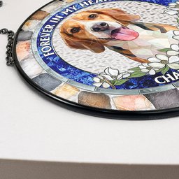Forever In My Heart Custom Pet Photo Stained Glass Style - Personalized Window Haning Suncatcher – view 6