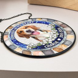 Forever In My Heart Custom Pet Photo Stained Glass Style - Personalized Window Haning Suncatcher – view 5