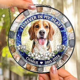 Forever In My Heart Custom Pet Photo Stained Glass Style - Personalized Window Haning Suncatcher – view 4