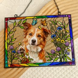 Stained Glass Style Pet Portrait Gift For Pet Lovers, Pet Loss Gifts - Personalized Window Hanging Suncatcher – view 4