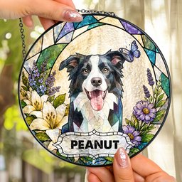 Custom Pet Portrait Stained Glass Style Art Dog Owners Gifts Pet Loss Gifts - Personalized Window Hanging Suncatcher – view 4