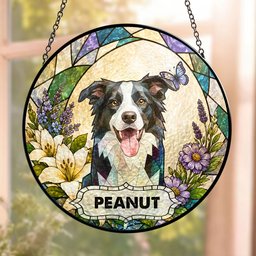 Custom Pet Portrait Stained Glass Style Art Dog Owners Gifts Pet Loss Gifts - Personalized Window Hanging Suncatcher – view 2