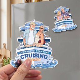 Custom Photo Cartoon Art Cruise Partners Cruise Door Decor Gift For Couple - Personalized Magnet – view 4