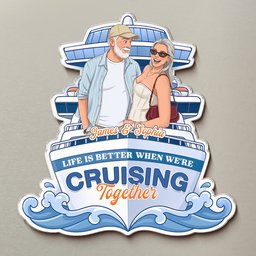 Custom Photo Cartoon Art Cruise Partners Cruise Door Decor Gift For Couple - Personalized Magnet – view 2