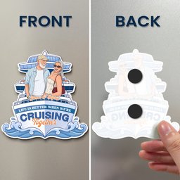 Custom Photo Cartoon Art Cruise Partners Cruise Door Decor Gift For Couple - Personalized Magnet – view 5