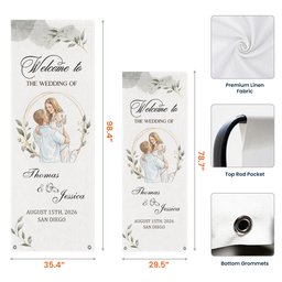 Custom Couple Photo Watercolor Art Wedding Welcome Sign - Personalized Welcome Sign – view 6