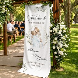Custom Couple Photo Watercolor Art Wedding Welcome Sign - Personalized Welcome Sign – view 4