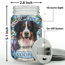 Custom Pet Portrait Stained Glass Style - Personalized Mason Jar Light – view 7