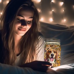 Custom Pet Portrait Stained Glass Style - Personalized Mason Jar Light – view 6