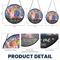 Custom Couple Photo Stained Glass Anniversary Gift For Wife - Personalized Window Hanging Suncatcher – view 7