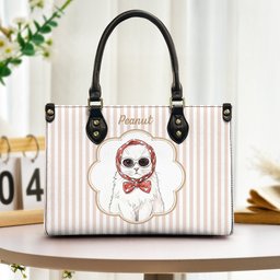 Custom Bag With Pet Photo Watercolor - Personalized Leather Bag – view 2