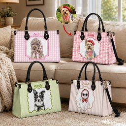 Custom Bag With Pet Photo Watercolor - Personalized Leather Bag