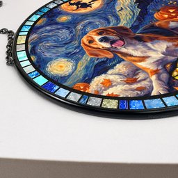 Custom Pet Portrait Halloween Van Gogh Art - Personalized Window Hanging Suncatcher – view 6