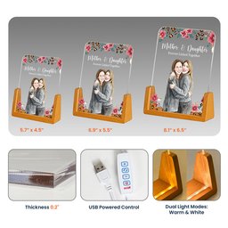 Mother & Daughter Forever Linked Together Custom Photo - Personalized Night Light – view 6
