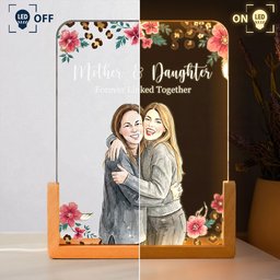 Mother & Daughter Forever Linked Together Custom Photo - Personalized Night Light – view 4