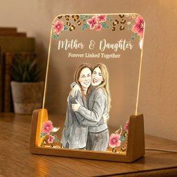 Mother & Daughter Forever Linked Together Custom Photo - Personalized Night Light – view 5