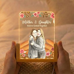 Mother & Daughter Forever Linked Together Custom Photo - Personalized Night Light – view 2