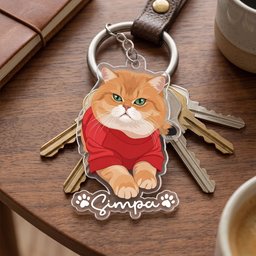 Custom Pet Portrait - Turn Photo Into Art, Gifts For Dog Lovers, Cat Lovers - Personalized Keychain – view 2