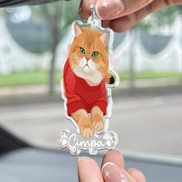 Custom Pet Portrait - Turn Photo Into Art, Gifts For Dog Lovers, Cat Lovers - Personalized Rear View Mirror Accessory – view 