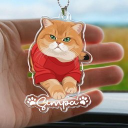 Custom Pet Portrait - Turn Photo Into Art, Gifts For Dog Lovers, Cat Lovers - Personalized Rear View Mirror Accessory – view 