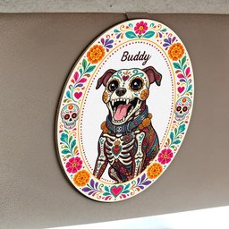 Hispanic Floral Pet Day Of The Dead Gifts For Pet Owners - Personalized Car Visor Clip – view 4
