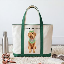 Custom Dog Cat Portrait - Turn Pet Photo Into Art - Retro Frame - Personalized Tote Bag – view 4