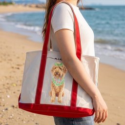 Custom Dog Cat Portrait - Turn Pet Photo Into Art - Retro Frame - Personalized Tote Bag – view 5