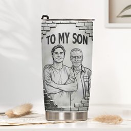Custom Photo Sketch Line Art Gift For Son Daughter Grandson - Personalized Tumbler – view 2