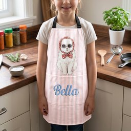 Custom Pet Portrait Watercolor Striped Pattern - Personalized Apron – view 6