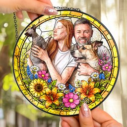 Custom Photo Family Gifts Anniversary Gifts For Her, Wife, Mom - Personalized Window Hanging Suncatcher – view 4