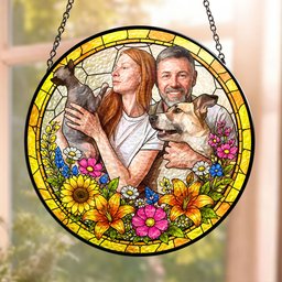 Custom Photo Family Gifts Anniversary Gifts For Her, Wife, Mom - Personalized Window Hanging Suncatcher – view 2