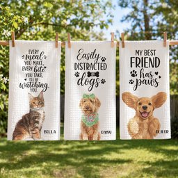 Turn Pet Photo Into Art - Bath Bar Dining Room Decor Cute Dog, Cat Lovers - Personalized Kitchen Towel – view 2