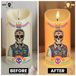 Custom Portrait Day Of The Dead Latinos Mexican Hispanic Style - Personalized Candles – view 4
