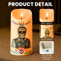 Custom Portrait Day Of The Dead Latinos Mexican Hispanic Style - Personalized Candles – view 5