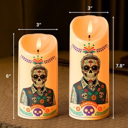 Custom Portrait Day Of The Dead Latinos Mexican Hispanic Style - Personalized Candles – view 6