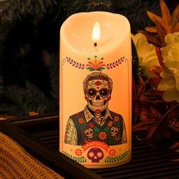 Custom Portrait Day Of The Dead Latinos Mexican Hispanic Style - Personalized Candles – view 2