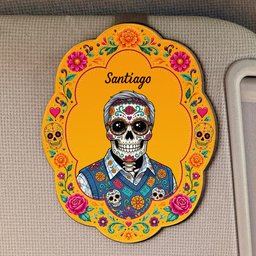 Custom Portrait Day Of The Dead Hispanic Mexican Ancestors - Personalized Car Visor Clip – view 2