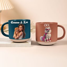 Cartoon Your Pet - Gifts For Dog Lovers, Cat Lovers Pottery Coffee Cup - Personalized Mug – view 4