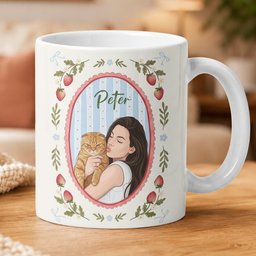 Custom Dog Cat Portrait - Turn Pet Photo Into Art - Retro Frame - Personalized Mug – view 7