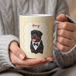 Custom Dog Cat Portrait - Turn Pet Photo Into Art - Retro Frame - Personalized Mug – view 2