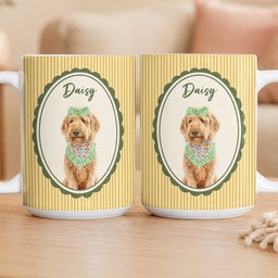 Custom Dog Cat Portrait - Turn Pet Photo Into Art - Retro Frame - Personalized Mug – view 8