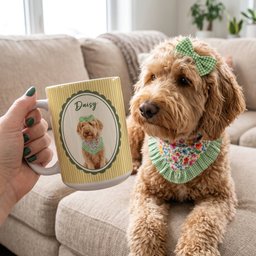 Custom Dog Cat Portrait - Turn Pet Photo Into Art - Retro Frame - Personalized Mug – view 6