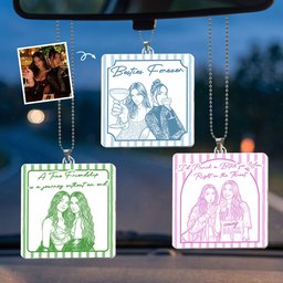 Turn Your Photo Into Art - Friendship Thank You Gift For Besties, Sisters - Personalized Rear View Mirror Accessory