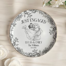 Custom Toile De Jouy Wedding Photo Moments - Gifts For Bride, Her - Personalized Jewelry Dish – view 4