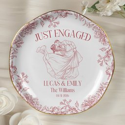 Custom Toile De Jouy Wedding Photo Moments - Gifts For Bride, Her - Personalized Jewelry Dish – view 6