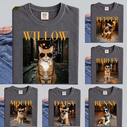 Custom Pet Portrait Funny Meme Gift For Pet Lovers Vintage Graphic Tee - Personalized Shirt – view 5