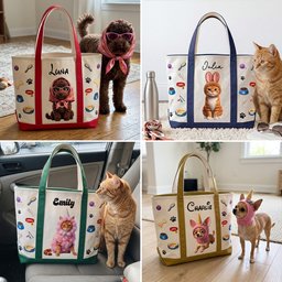 Cartoon Your Pet Photo - Cute 3D Cartoon Style For Dog Mom, Cat Mom - Personalized Tote Bag – view 2