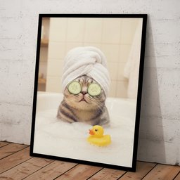Funny Dog Cat Bathroom Wall Art Custom Dog Cat Photo - Personalized Poster – view 6