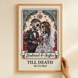 Custom Couple Portrait Day Of The Dead Art Till Death Do Us Part - Personalized Poster – view 5